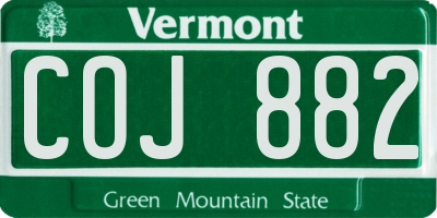 VT license plate COJ882