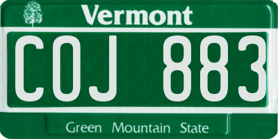 VT license plate COJ883