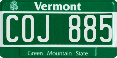 VT license plate COJ885