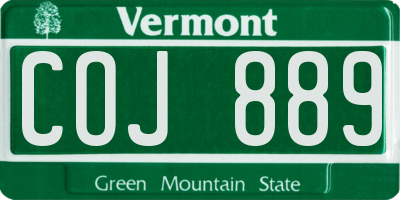 VT license plate COJ889