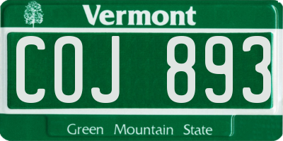 VT license plate COJ893