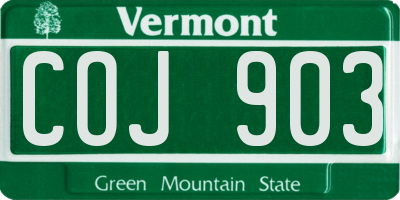VT license plate COJ903