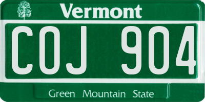VT license plate COJ904