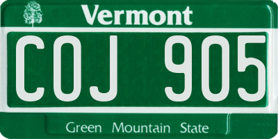 VT license plate COJ905