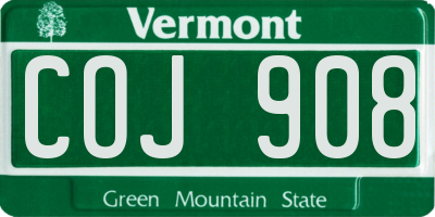 VT license plate COJ908