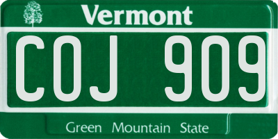 VT license plate COJ909