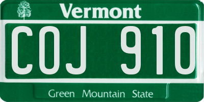 VT license plate COJ910