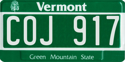 VT license plate COJ917