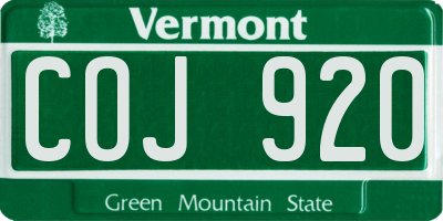 VT license plate COJ920