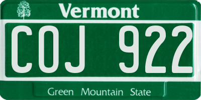 VT license plate COJ922