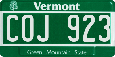 VT license plate COJ923