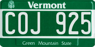 VT license plate COJ925