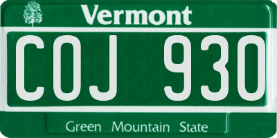 VT license plate COJ930