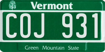 VT license plate COJ931