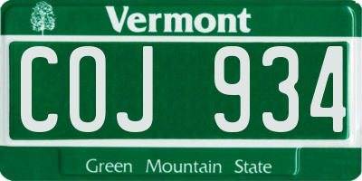 VT license plate COJ934