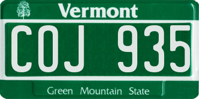VT license plate COJ935