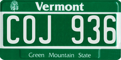 VT license plate COJ936