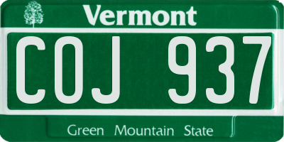VT license plate COJ937