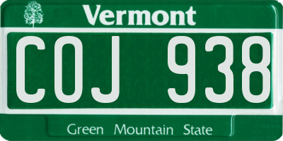 VT license plate COJ938