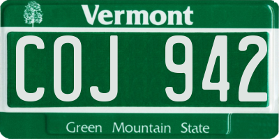 VT license plate COJ942