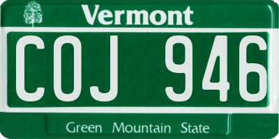 VT license plate COJ946