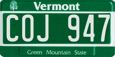 VT license plate COJ947