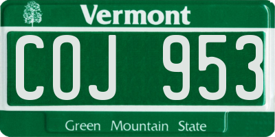 VT license plate COJ953