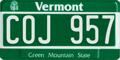 VT license plate COJ957