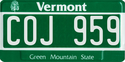 VT license plate COJ959