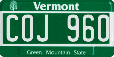 VT license plate COJ960