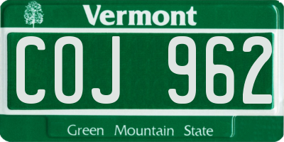 VT license plate COJ962