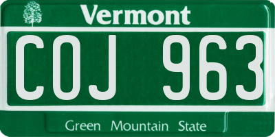 VT license plate COJ963