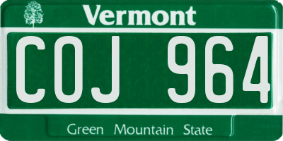 VT license plate COJ964