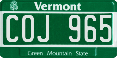 VT license plate COJ965