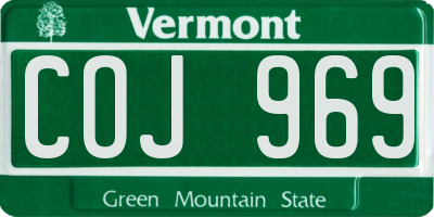 VT license plate COJ969