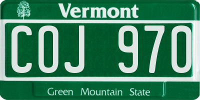 VT license plate COJ970