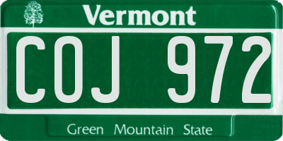 VT license plate COJ972