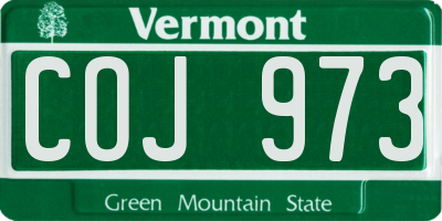 VT license plate COJ973