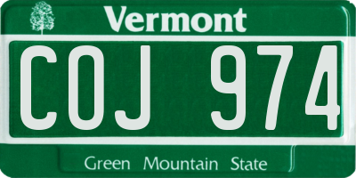VT license plate COJ974