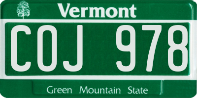 VT license plate COJ978