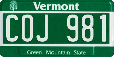 VT license plate COJ981