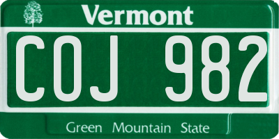 VT license plate COJ982