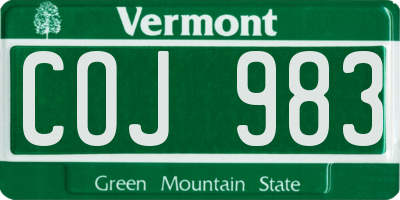 VT license plate COJ983