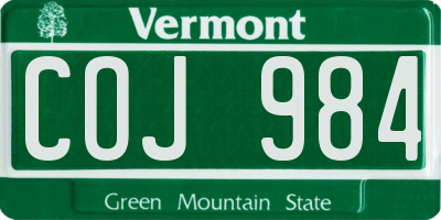 VT license plate COJ984