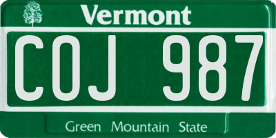 VT license plate COJ987