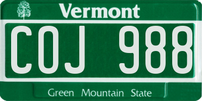 VT license plate COJ988