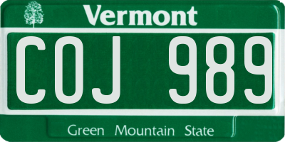 VT license plate COJ989