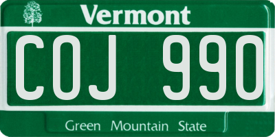 VT license plate COJ990