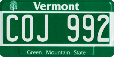 VT license plate COJ992
