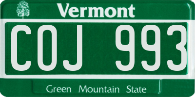 VT license plate COJ993